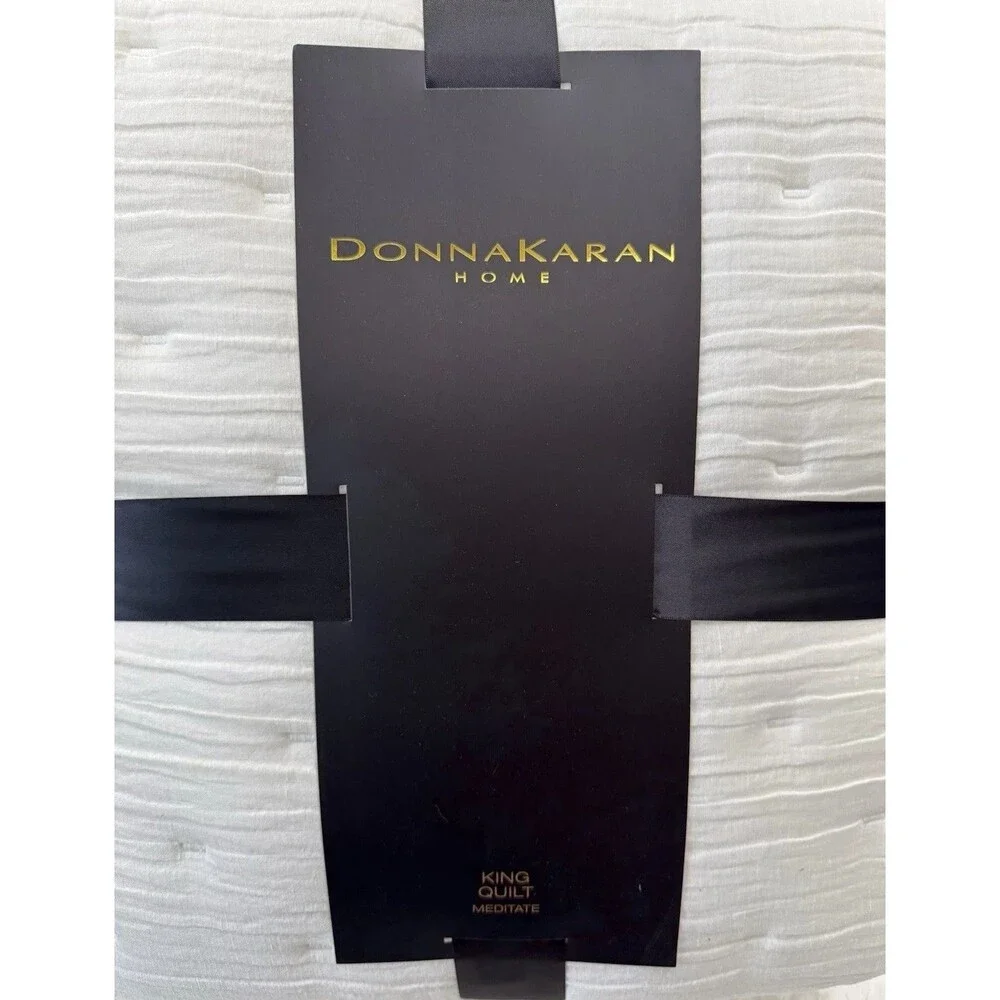 Donna Karan Luxury Meditate King Quilt Comforter Ivory Linen Silk Machine Wash